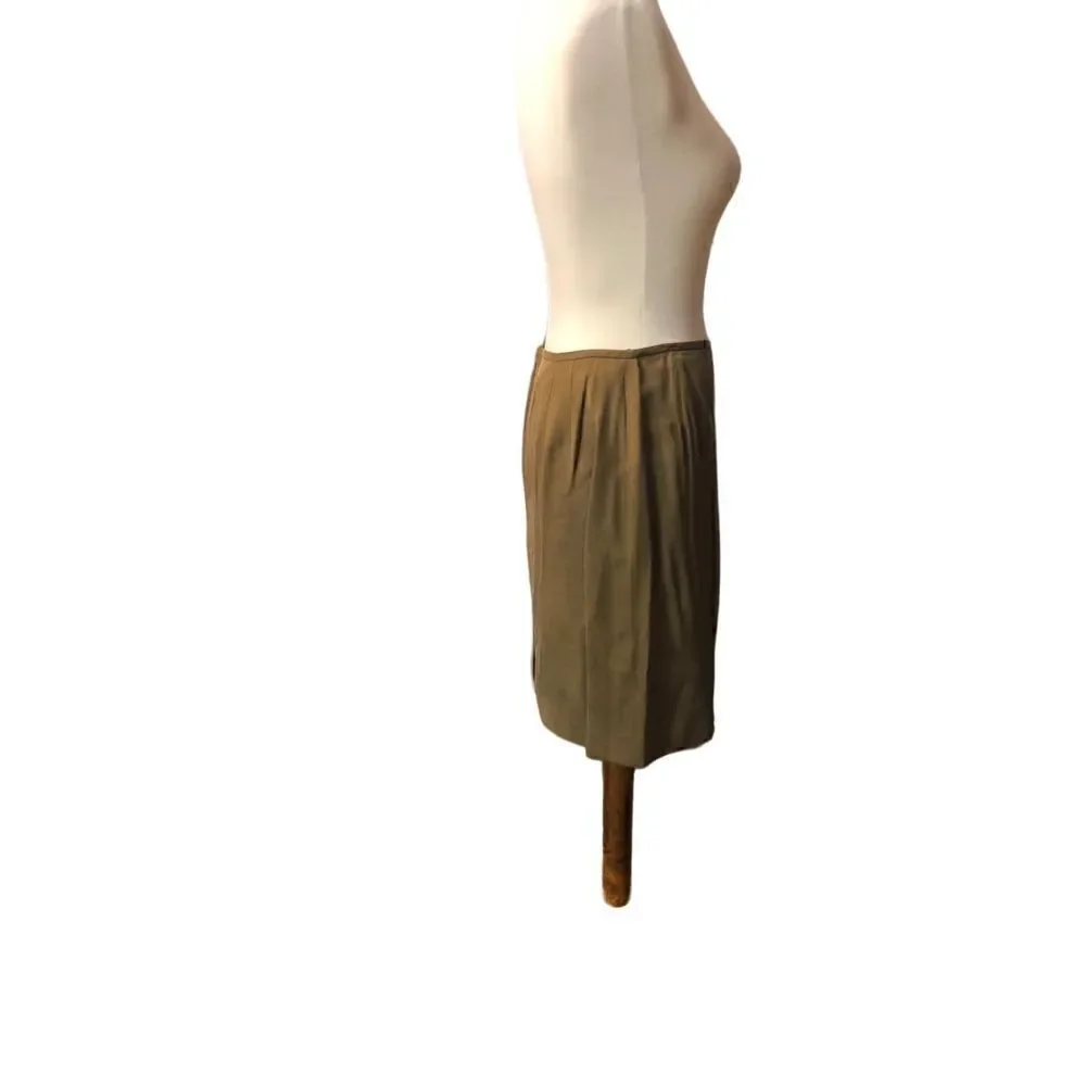 Vintage straight pure silk camel color career skirt Size 10